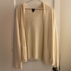 Eileen Fisher Silk/Nylon Hooded Open Front Cardigan With Pockets Size XL
